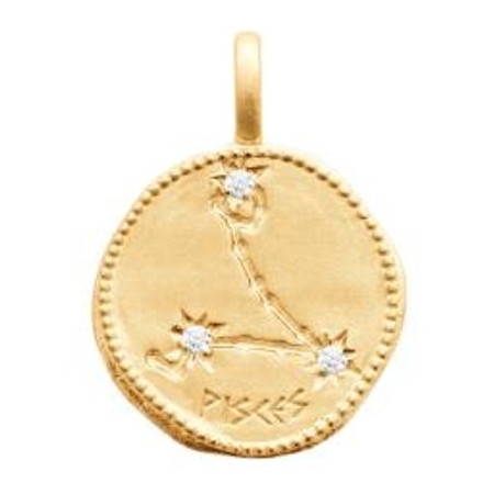 Zodiaque constellation Poissons médaille plaqué or