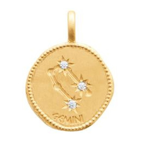 Zodiaque constellation Gémeaux médaille plaqué or
