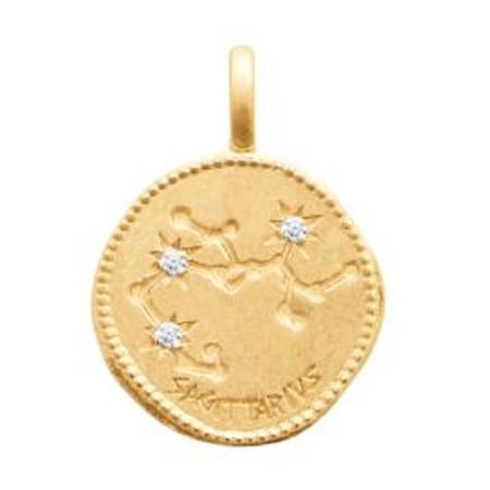 Zodiaque constellation Sagittaire médaille plaqué or