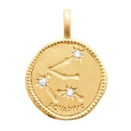 Zodiaque constellation Verseau médaille plaqué or