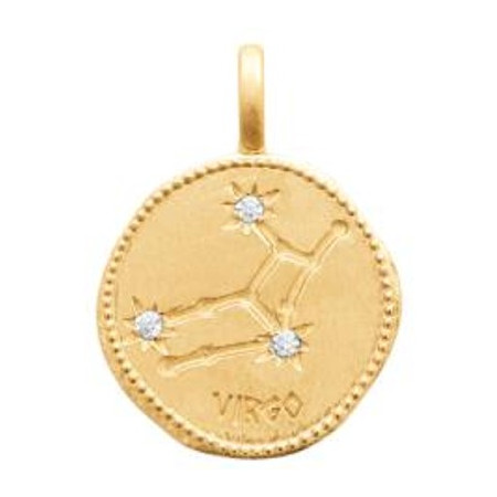 Zodiaque constellation Vierge médaille plaqué or