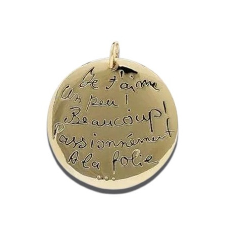 Gros pendentif je t'aime plaqué or.