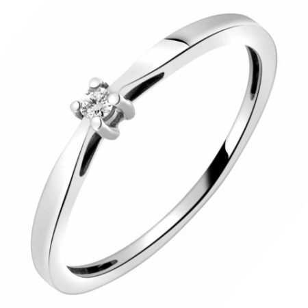 Bague solitaire en or blanc 750/1000 avec diamant HP1 0.04ct