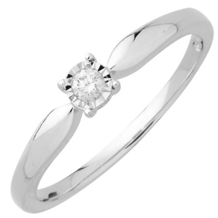 Bague or blanc diamant 0,08 carat