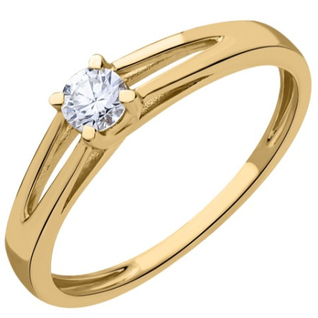 Solitaire pastillé, or jaune 750/1000 avec diamant HP1 0.19ct