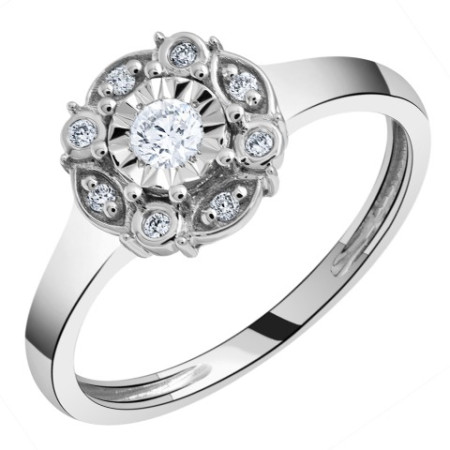 Bague or blanc et diamants 0,16 ct.