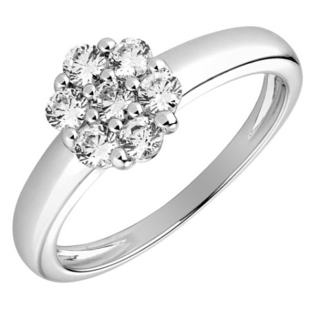 Bague or blanc 750/1000 avec diamants HSI 0.46ct