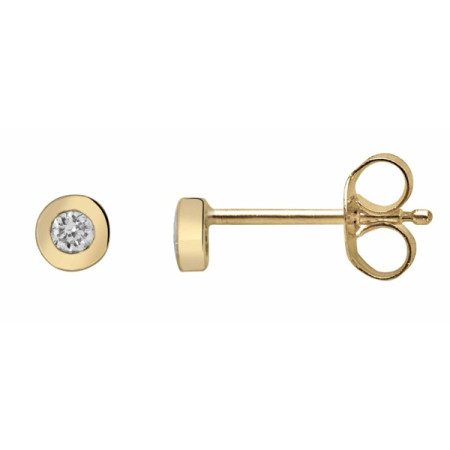 Clous d'oreilles or pneu et diamant HSI 0.06ct