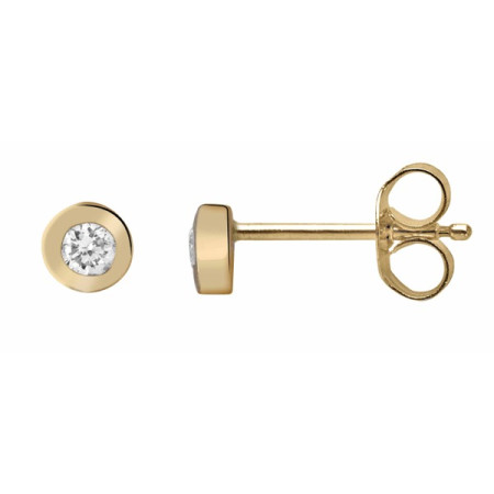 Clous d'oreilles or pneus 3,5mm et diamant HSI 0.06ct