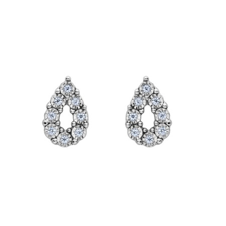 Clous d'oreilles or blanc et diamant HP1 0.045ct