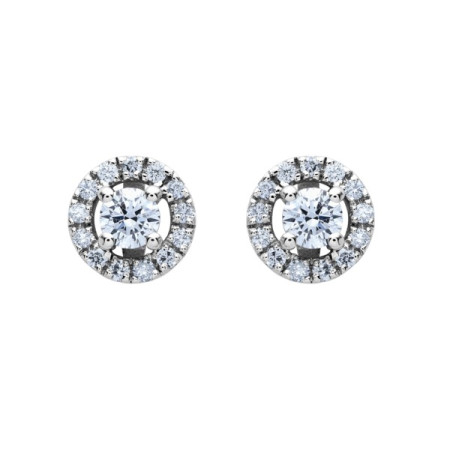 Clous d'oreilles or blanc et diamant HSI 0.296ct