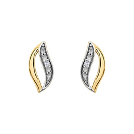 Clous d'oreilles or bicolore et diamant HP1 0.006ct