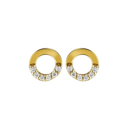 Clous d'oreilles cercles or jaune et diamant HP1 0.06ct