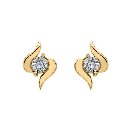 Clous d'oreilles or jaune et diamant HP1 0.015ct