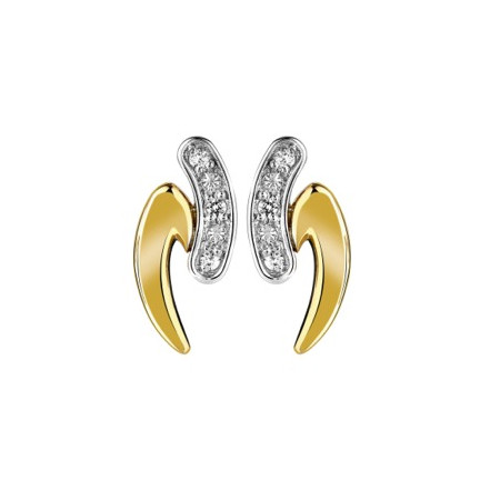 Clous d'oreilles or bicolore et diamant HP1 0.03ct