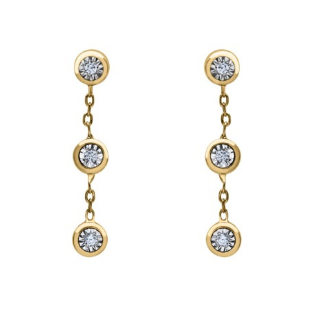 Boucles d'oreilles or jaune et diamant HP1 0.06ct