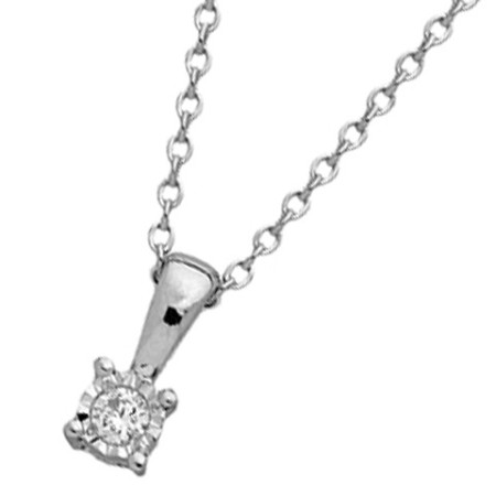 Collier or blanc et diamant HP1 0.03ct