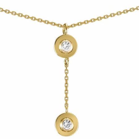 Collier or jaune double pneu et diamant HP1 0.03ct