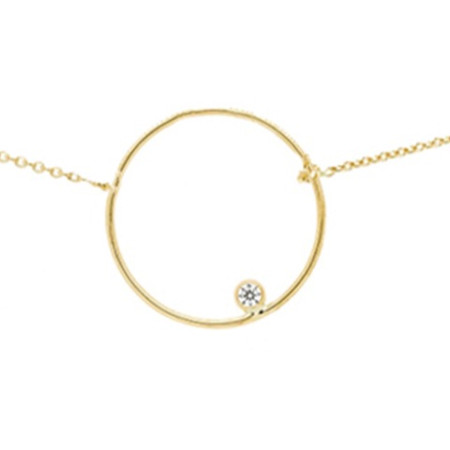 Collier or jaune cercle et diamant HP1 0.03ct