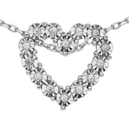 Collier or blanc coeur et diamant HP1 0.039ct