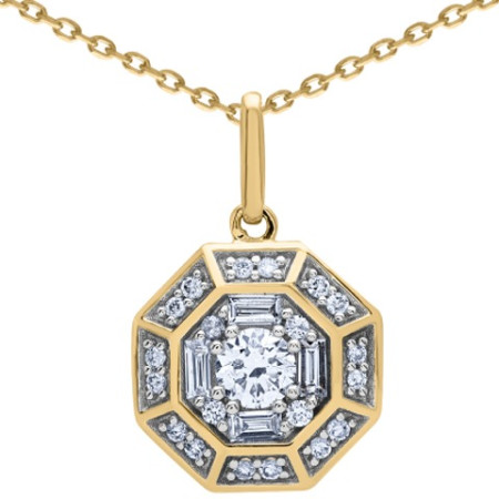 Collier or jaune octogone et diamant HP1 0.201ct