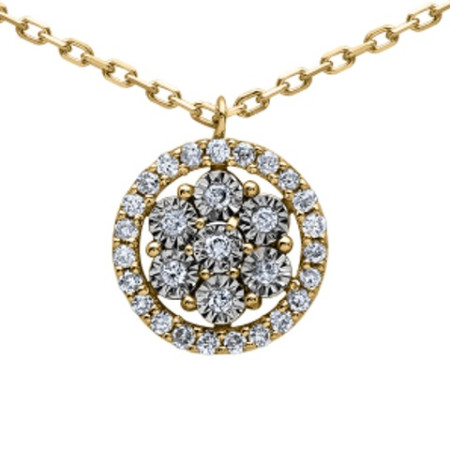 Collier or jaune flocon et diamant HP1 0.093ct