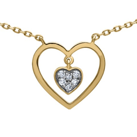 Collier or jaune coeur et diamant HP1 0.03ct
