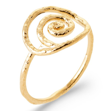 Bague plaqué or spirale martelée.