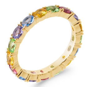 Bague plaqué or tour complet avec zirconium - Bijouterieonline.com