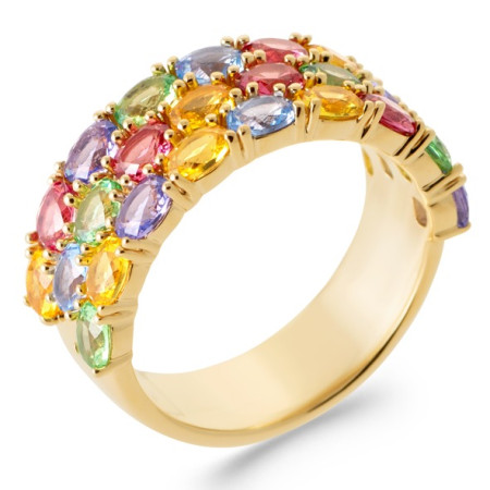 Bague plaqué or avec zirconium multicolores