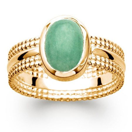 Bague plaqué or avec aventurine verte