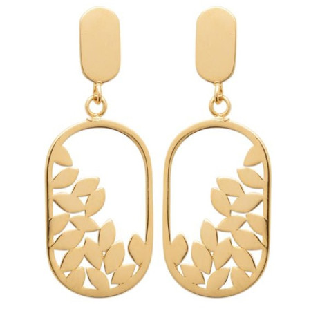 Boucles d'oreilles plaqué or motifs feuilles