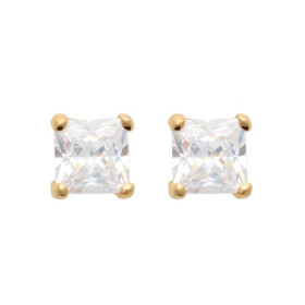 Clous d'oreilles plaqué or oxydes de zirconium carré de 5 mm