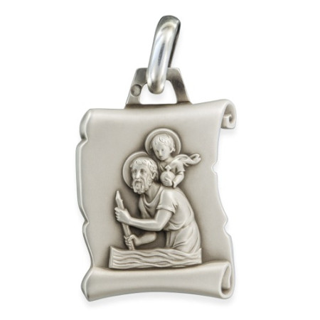 Médaille parchemin Saint Christophe en argent. - Bijouterieonline.com