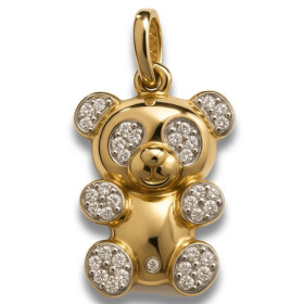 Pendentif ourson plaqué or avec zirconias