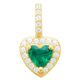 Pendentif coeur vert plaqué or - Bijouterieonline.com