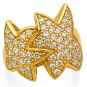 Bague Plaqué Or Étoiles Enlacées