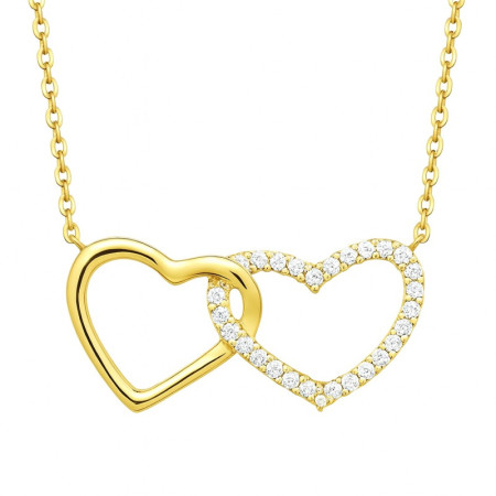Collier plaqué or duo de coeurs - toi et moi