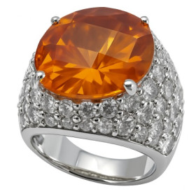 Grosse bague argent pierre orange ø52