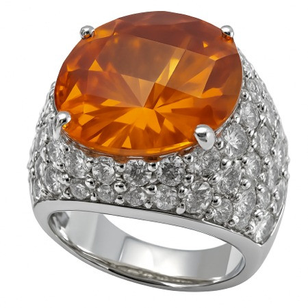 Grosse bague argent pierre orange