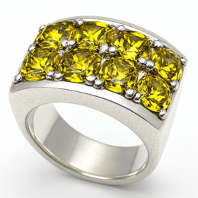 Bague argent avec pierres vert clair éclatantes ø56