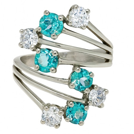 Bague argent 925 taille 60 avec oxydes bleu ciel