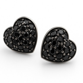 Boucles d’oreilles en argent cœurs noirs