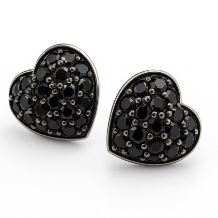 Boucles d’oreilles en argent cœurs noirs