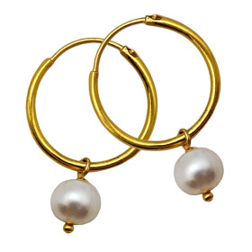 Créoles or avec perles blanches