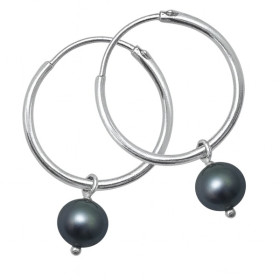 Créoles or blanc avec perles noires