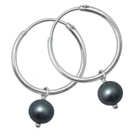 Créoles or blanc avec perles noires