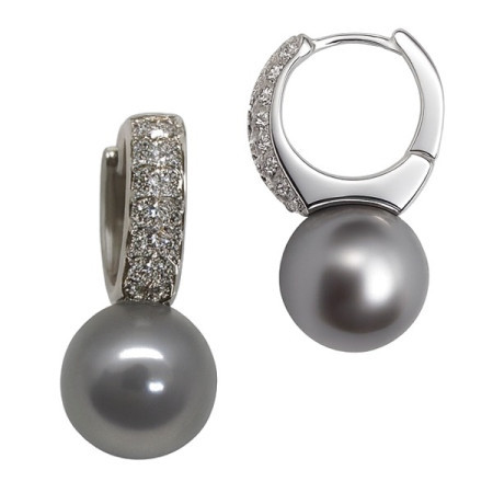 Boucles d’oreilles argent perles grises imitation Tahiti 12 mm