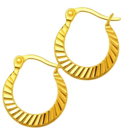 Créoles plates plaqué or 17 mm motif brillant
