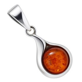 Pendentif argent 925 et ambre véritable